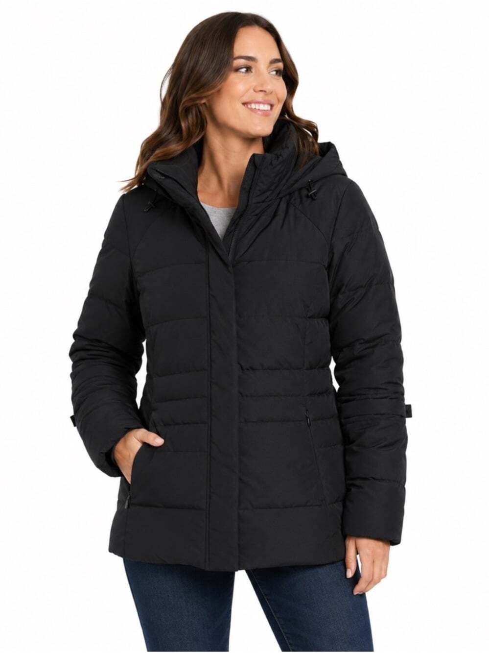 Calvin Klein Women’s Black Mid Length Down Puffer Jacket Winter Jacket Medium